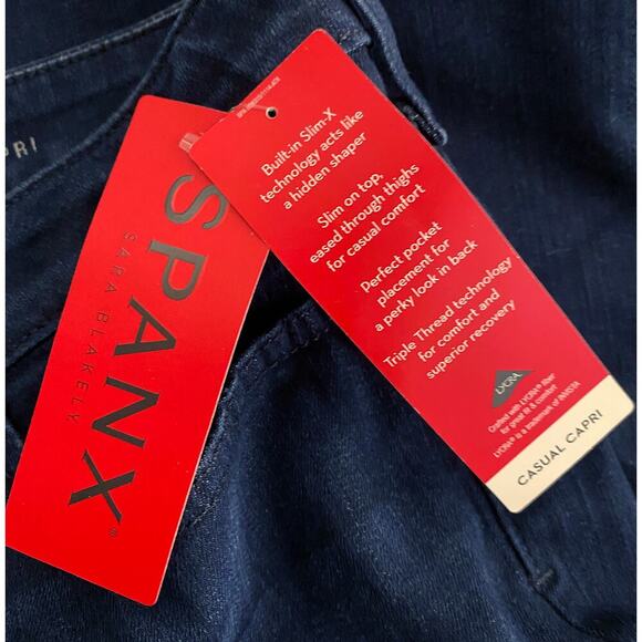 Women's Spanx Slim-X Casual Capri Denim Jeans Dark Dipped Stretch NWT - Picture 11 of 13